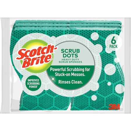 Scotch-Brite Scrub Sponges, Heavy-duty, 6-1/5"x4-7/10"x2-1/2", GN, PK 4 MMM303064